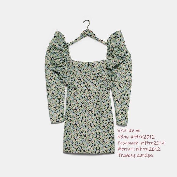 ZARA Floral Printed Dress with Ruffles - Picture 16 of 16